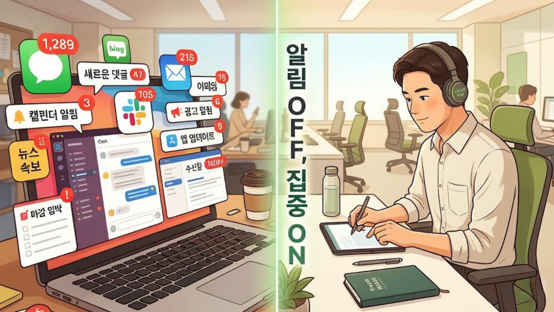 슬랙 알림 차단 직장인 집중