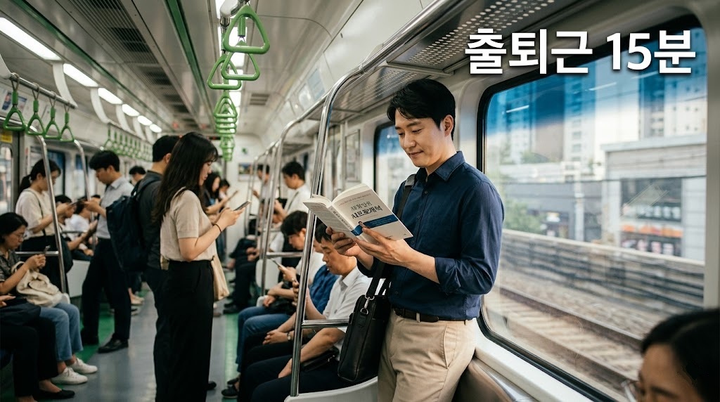 직장인 출퇴근 지하철 독서 습관 종이책 읽기