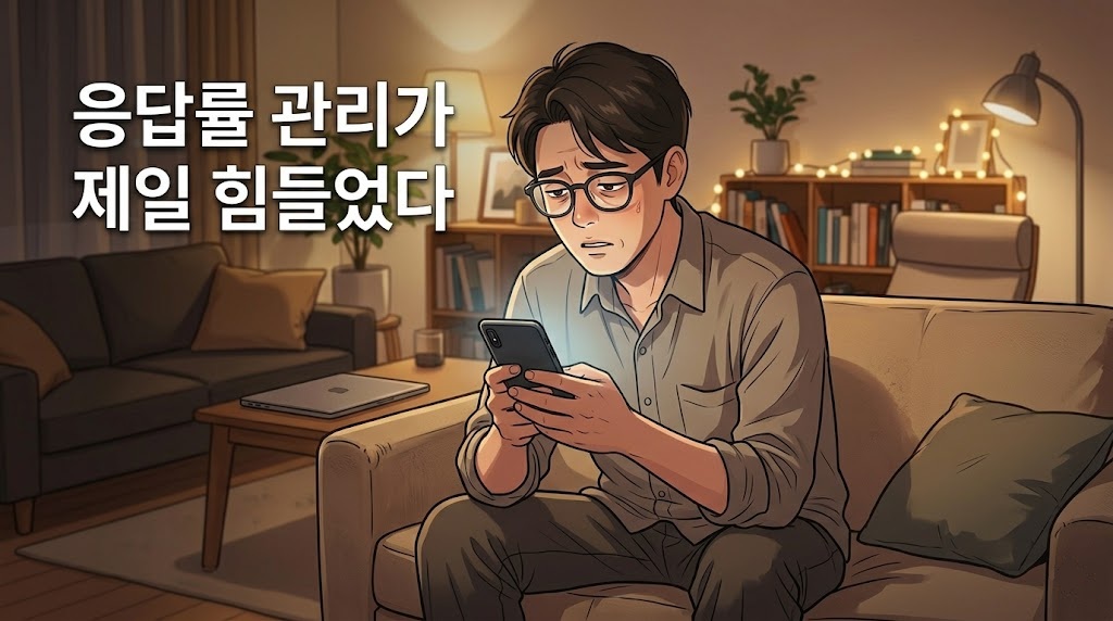 퇴근 후 크몽 응답 확인하는 직장인