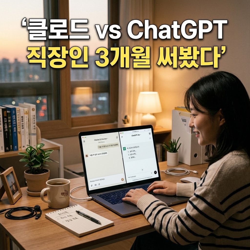 직장인 Claude ChatGPT 비교 노트북 책상